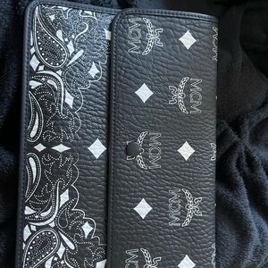 MCM Black and White Patterned Wallet